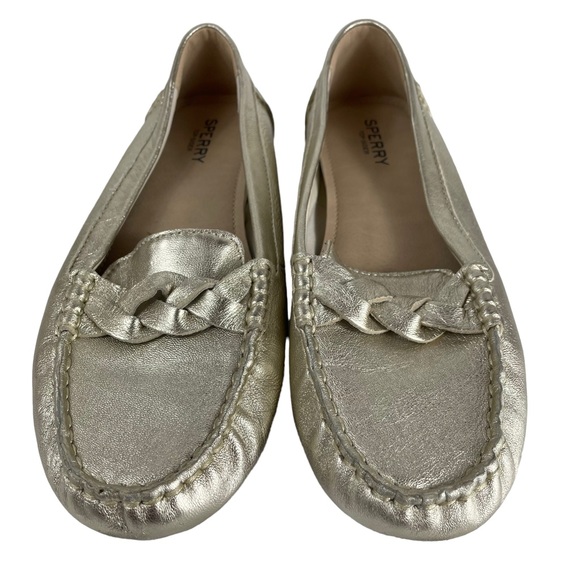 Sperry Top-Sider Metallic Gold Slip-On Flat Loafer Size 7 Summer Essential Basic - Picture 4 of 13